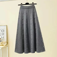 Rimocy Autumn Winter Knitting Long Skirts Women Elegant Solid Color High Waist Skirt Woman Chic Elastic Soft Midi Skirts Ladies