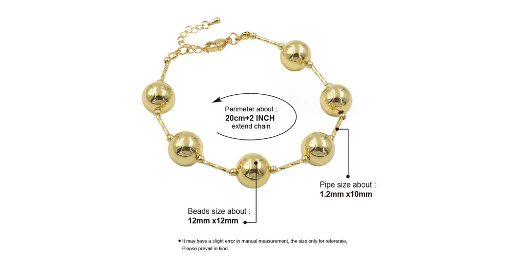 WT-JF350  WKT 2024 Luxury Yellow Brass Chain Pretty Bracelet Round Bead Women Gift Jewelry New Accessory Wedding