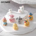 10/20/30pcs Kawaii Small Yellow Chicken Resin Charms Flocked Animal Pendant For Earring Keychains Diy Jewelry Make