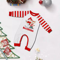 New Christmas family home dress Christmas Deer Snowman family suit red and white stripes patchwork printed pyjamas two-piece set