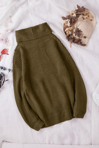 Sage Green Cozy Long Sleeves Turtleneck Sweater