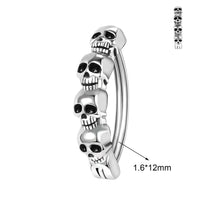 ZS 14/16G 925 Sliver Navel Piercing Ring Punk Skull Belly Button Rings for Men Steel Color Belly BCR Body Piercings Jewelry