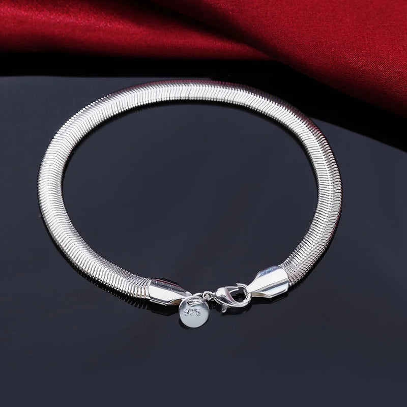 Hot 925 Sterling Silver Cute Buckle Side Chain Solid Bracelet for Women Men Charm Party Gift Wedding Fashion Jewelry