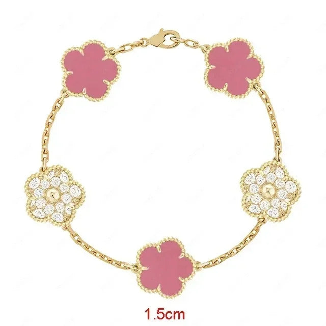 925 Sterling Silver Bracelet with Multiple Stones, Lucky Clover High Quality Elegant Classic Ladies Party Dating Birthday Gift