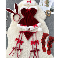 New in Christmas Dress Women's Secret Clothes Sexy Slim Red Short Dress Pajama Erotic Lingerie Winter Hotsweet Bodycon Nightwear