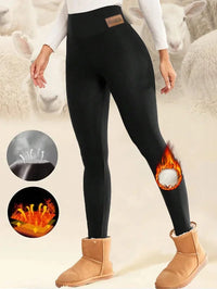 Super Warm Winter Leatherlabel Leggings Of Women Skinny Stretch High Waist Prevent Cold Leggings Casual Classic Pants