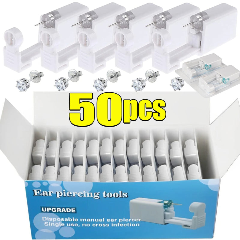 1/50pcs Ear Piercing Gun Disposable Disinfect Safety Earring Piercer Kit Studs Nose Ring Piercing Machine Body Jewelry Tools