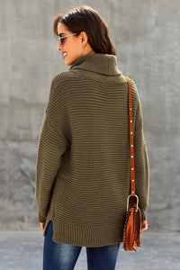 Sage Green Cozy Long Sleeves Turtleneck Sweater