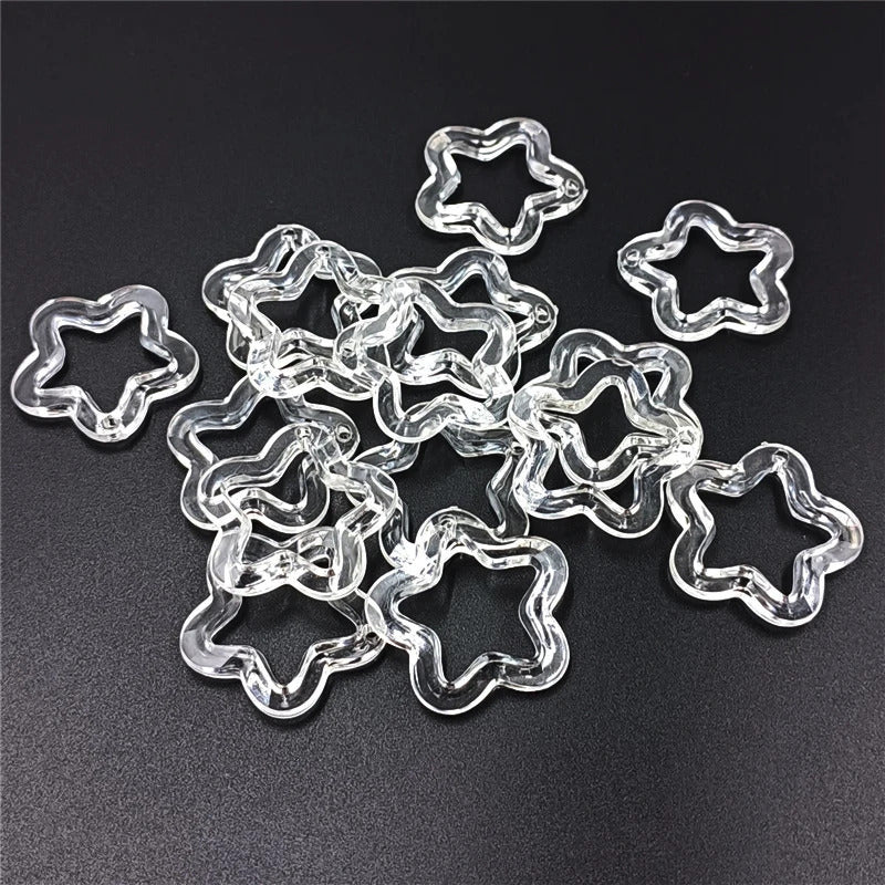 10Pcs 30mm Acrylic Transparent Hollow Star Loose Beads DIY Jewelry Pendant Keychain Windbell Handmade Fashion Accessories