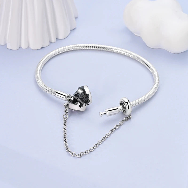 Original Bracelets 925 Silver 17-20CM Heart Safety 3mm Chain Snake Bone Bracelet Fit DIY Charms Bead Birthday Jewelry Gifts