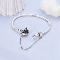 Original Bracelets 925 Silver 17-20CM Heart Safety 3mm Chain Snake Bone Bracelet Fit DIY Charms Bead Birthday Jewelry Gifts