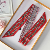 2022 Luxury Silk Scarf Slim Hair Accessories Fashion Bag Handle Ribbon Ladies Horse Print Headband Belt Ladies Fall New 60SKU