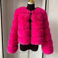 Women's Fashion faux fur coat super hot Autumn Winter women short Faux fox fur fluffy jacket high quality 7xl Ladies furry coats