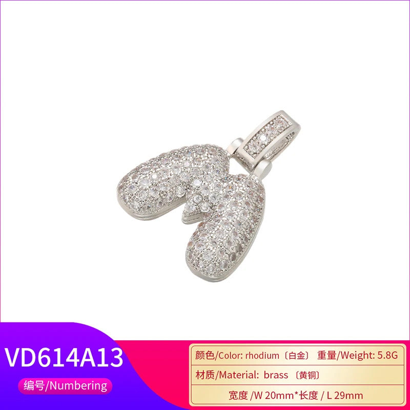 ZHUKOU 20x29mm delicate 26 silver color letter pendant for women handmade DIY necklace earrings jewelry accessories mode: VD614