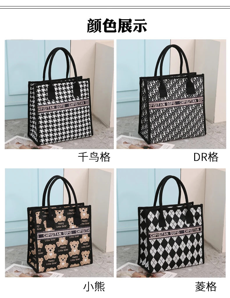 New Arrival! Fashionable Top-handle Bag with Cute Cat Pattern Large Capacity Mommy Bag for Women, Perfect for Work and Commuting