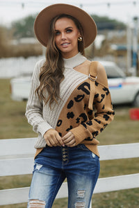 White Asymmetrical Buckle Sweater