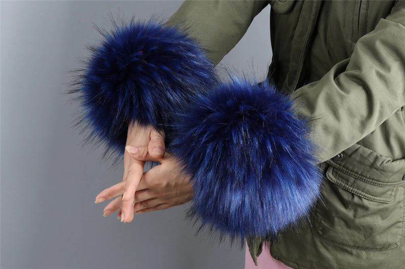 Imitation Raccoon Fox Hair Fluffy Hand Rings Fluffy Wrist Guards Women's Cuffs Imitation Rabbit Fur Bracelets Cuffs Wrist Covers