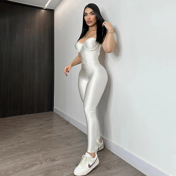 CUTENOVA 2024 Autumn And Winter New Women'S Solid Color Strapless Slim Sexy Big Backless Sleeveless Pencil Jumpsuit Elegant Lady