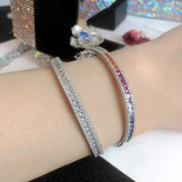 WPB Advanced Colorful Zircon Bangle Women Diamond Rainbow bangles Female Platinum Plated Luxury Jewelry Bright Design Girl Gift