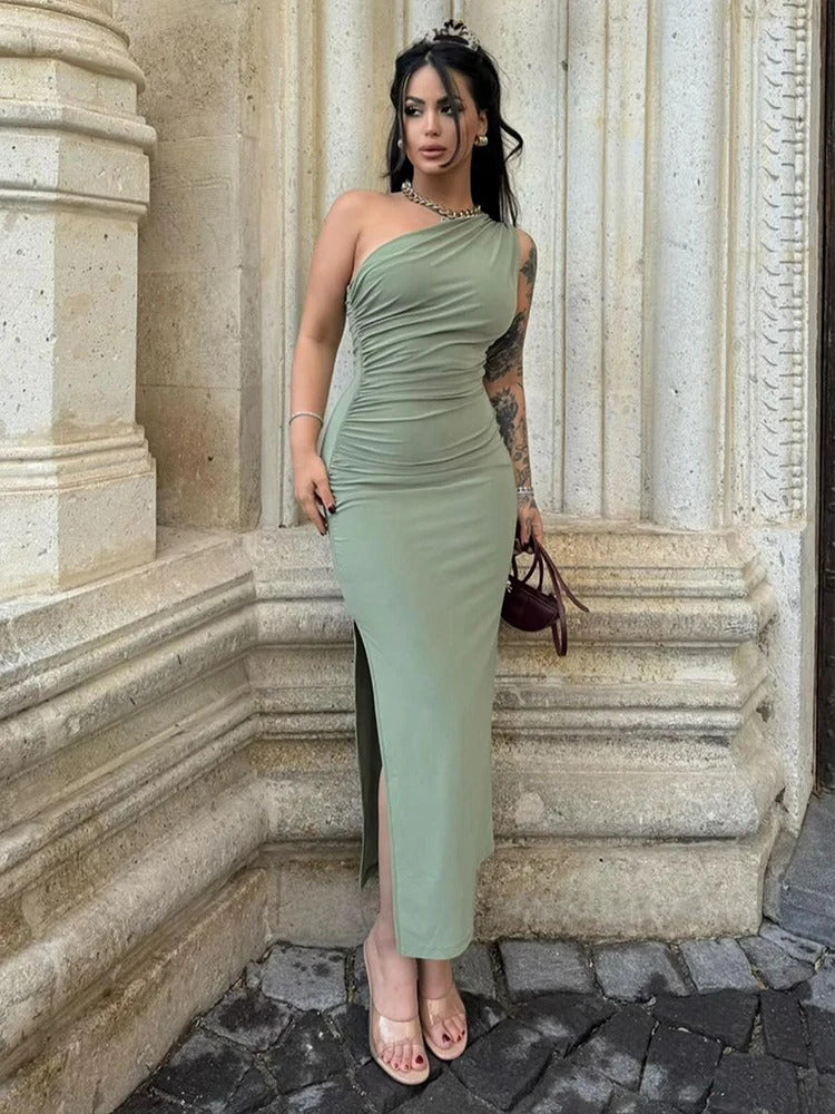 Summer Maxi Dress Women Sexy Split Fashion Sleeveless Backless Slim Dress Female Casual Streetwear Club Elegant Party Dresses