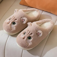 Cute Cat Slippers Fluffy Furry Women Home Platform Slippers Men Winter Plush Slides Indoor Fuzzy Slippers Lovely Cotton Shoes