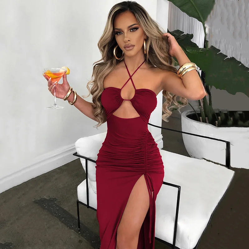 Sleeveless Sexy Female Midi Backless Dresses Slim Night Club Party Women's Dress Bodycon Vestidos Elegantes Para Mujer