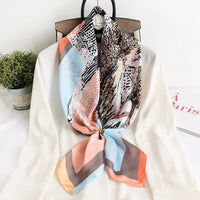 90*90cm Women Scarf Silk Feeling Hair Neck Square Brand Office bandanna muffler Waiter Flight Attendants Handkerchief Rings wrap