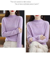 100% Pure Wool Half-neck Pullover In Autumn And Winter New Cashmere Sweater Women's Casual Knit Top Women's Coat 19 Colors