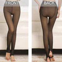 Women's Thermal Leggings Insulated Tights Fleece Lined High Waist Elasticity Thick Plush Women Pantyhose Winter Below 70kg