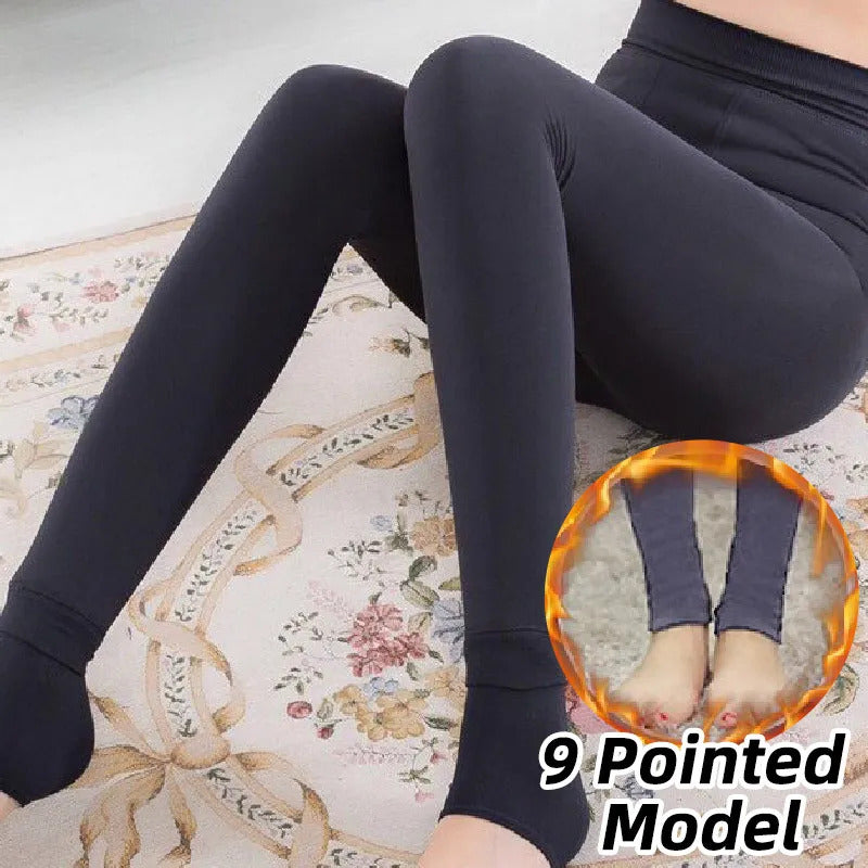 Winter Warm Leggings Women's Thermal Pants Polar Pantyhose Sock Lined Pants Velvet Tights Skin Effect High Waist Wool Leggings