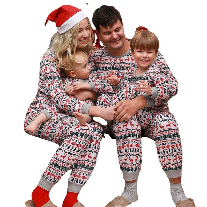 2024  Christmas Family Pajamas Set Adult Kid Sleepwear 2PCS Family Pyjamas Sets Deer Tops +Pants Xmas Family Matching Clothes