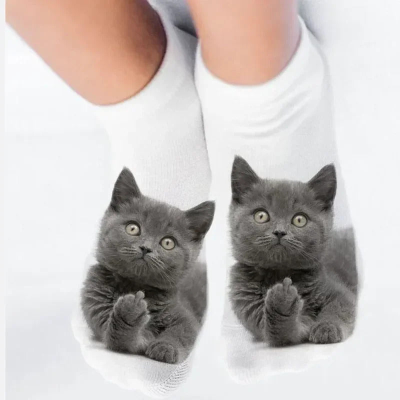 1-5Pairs Cotton Short Sock Cartoon 3D Cat Puppy Dog Animal Socks Harajuku Kawaii Women Girls Anklet Socks Breathable Casual Sox