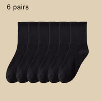 6/12 Pairs Women Mid Socks Solid Color Breathable Comfortable In Autumn Winter Sweat Absorbing High-Quality Casual Socks Sports