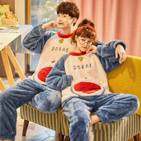 New 2022 Couple Pajamas Set Women's Thickened Fleece-lined Coral Velvet Couple Sleepwear For Spring Autumn Winter Homewear