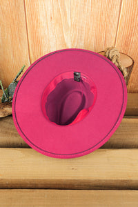 Rose Red Aztec Embroidery Retro Flat Fedora Hat