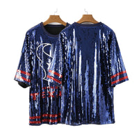 Blue Texan Game Day Sequin Shirt Jersey Dress