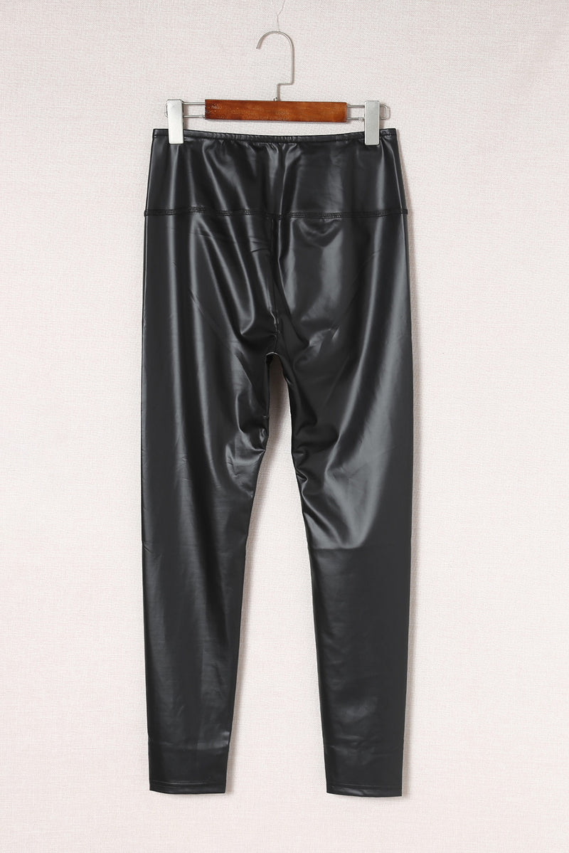 Black Faux Leather High Waist Leggings