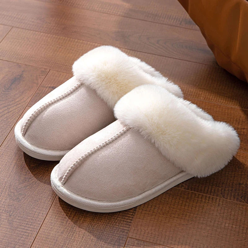 Fluffy Fur House Slippers Winter 2024 Fashion Warm Plush Couple Cotton Shoes Women Faux Suede Indoor Bedroom Couple Slippers