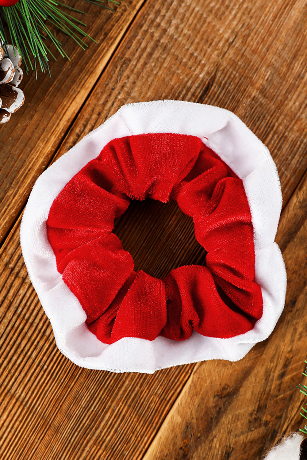 Fiery Red Mixed Flannel Christmas Scrunchie Hair Tie