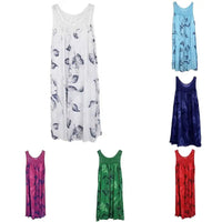 Plus Size Floral Printed Lace Stitching O-Neck Sleeveless Women Summer Loose Tank Dress