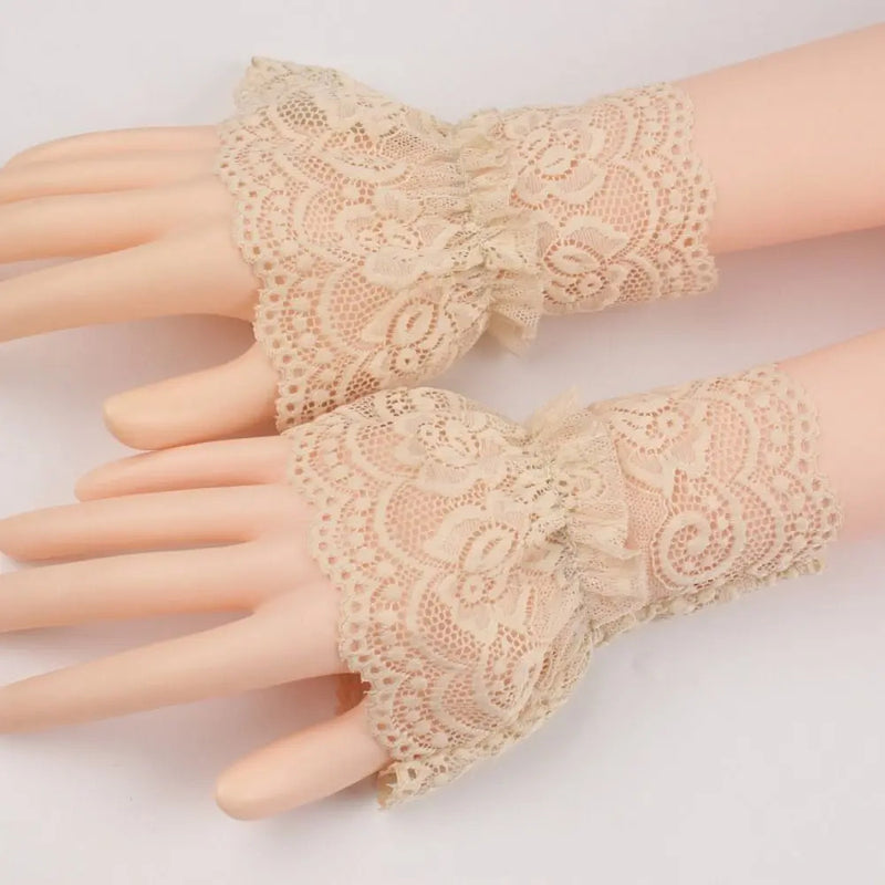 1Pair Detachable Fake Sleeves Spring Autumn Wild Sweater Decorative Sleeves Lace Ruffles Elbow Sleeve Cuff universal Fake Cuff