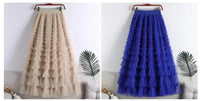 Medium-length Wire Mesh Spliced Cake Skirt 2023 Spring Summer Autumn/winter New Style A- line Long Dress Puffy Dress