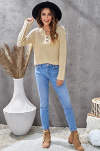 Buttoned Side Split Knit Sweater