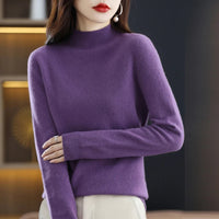 100% Pure Wool Half-neck Pullover In Autumn And Winter New Cashmere Sweater Women's Casual Knit Top Women's Coat 19 Colors