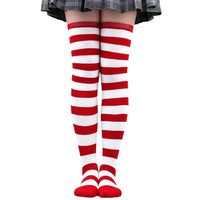 Color Striped Stockings Japanese Over Knee Socks Fashion Women Keep Warm Soks Sexy Slim Long Soks Black White Striped Hosiery