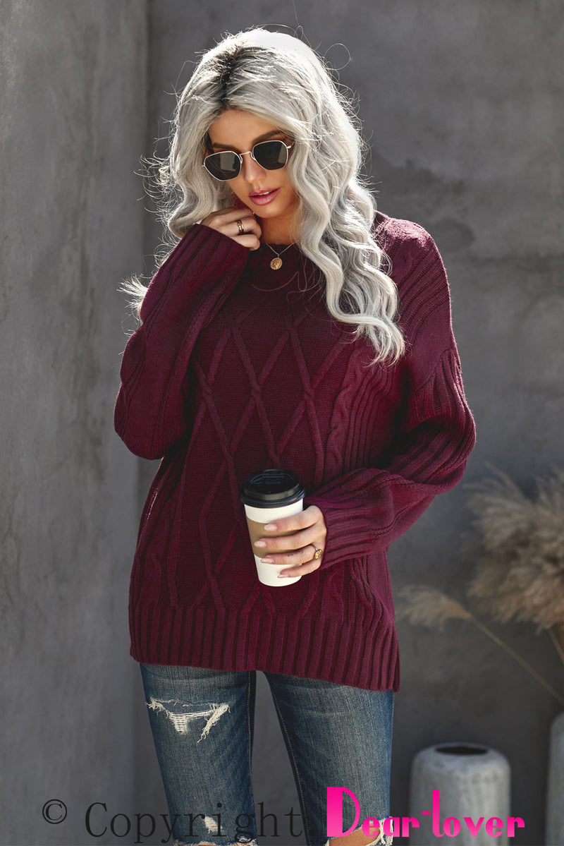 Wine Oversize Thick Pullover Sweater