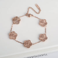 Classic Stainless Steel Five Leaf Flower Jewelry Necklace Set Bracelet Earrings Simple for Woman Girl Party Daily Wear Jewelry