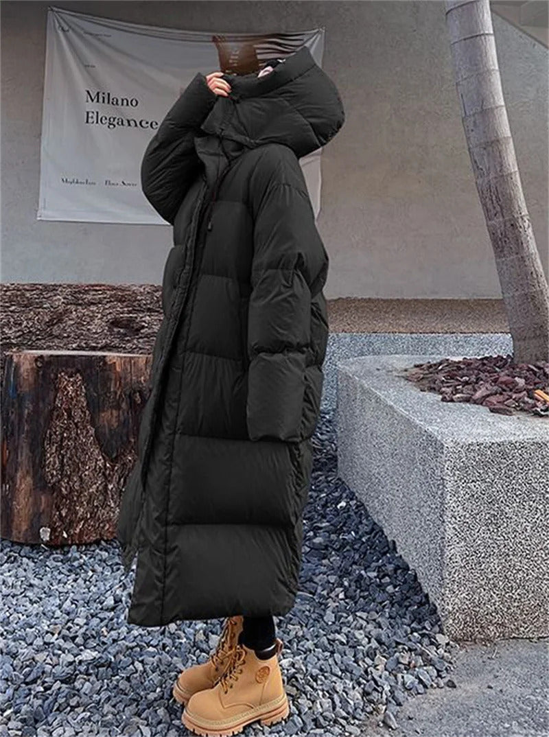 Warm Winter Pink Hooded Long Women Parkas Chaqueta Thick Cotton Padded Windproof Parcas Overcoat Casual Loose Snow Wear Jaquetas