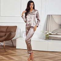 Pajamas Set Long Sleeve Sleepwear Women Button Down Nightwear Pj Sets Print Shirt with Trouser Loungewear Female Pyjamas Suits