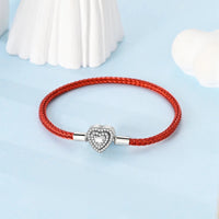 S925 Sterling Silver Valentine's Day Red Series Red Heart Charm Bow Ring Heart Necklace Fit Bracelet DIY for Women Jewelry Gift